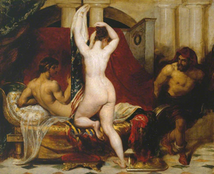 Candaules, King of Lydia, Shews his Wife by Stealth to Gyges, One of his Ministers, as She Goes to Bed by William Etty.