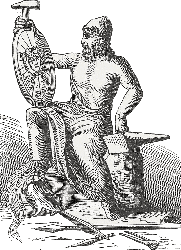 Woodcut of Hephaestus from August Heinrich Petiscus' Der Olymp oder die Mythologie der Griechen und Römer (1878).